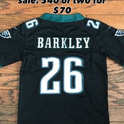 $40 Youth Or Adult Black, White, Kelly Green Or Midnight Green Saquan Barkley Eagles Jersey  Hurts, Barkley, DeJean, Brown