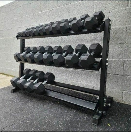 NEW Rubber Hex Dumbbells 5lb - 50lb Dumbbell Pairs Olympic Weights Home Gym Workout Equipment Fitness Weight Set 