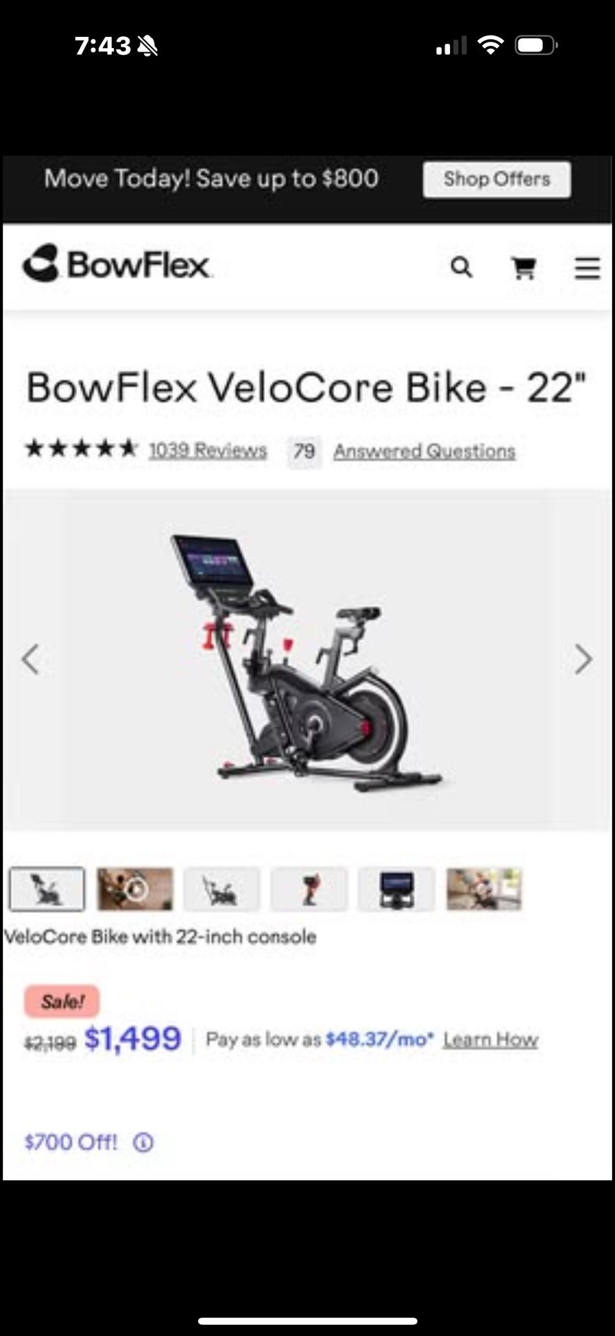 Bowflex Velocore Bike 