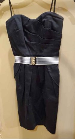 Women's 5 Navy Blue Strapless Dress