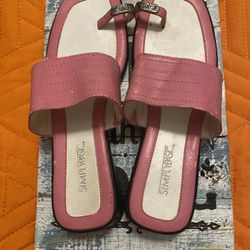 Pink Rose Flower Metal Sandals size 8