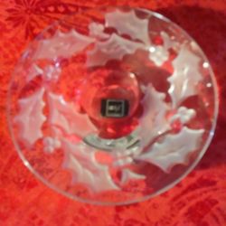 MIKASA RADIANT HOLLY CRYSTAL VOTIVE CANDLE HOLDER