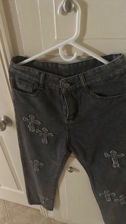 Stitched/Wornout cross grey jeans Never worn