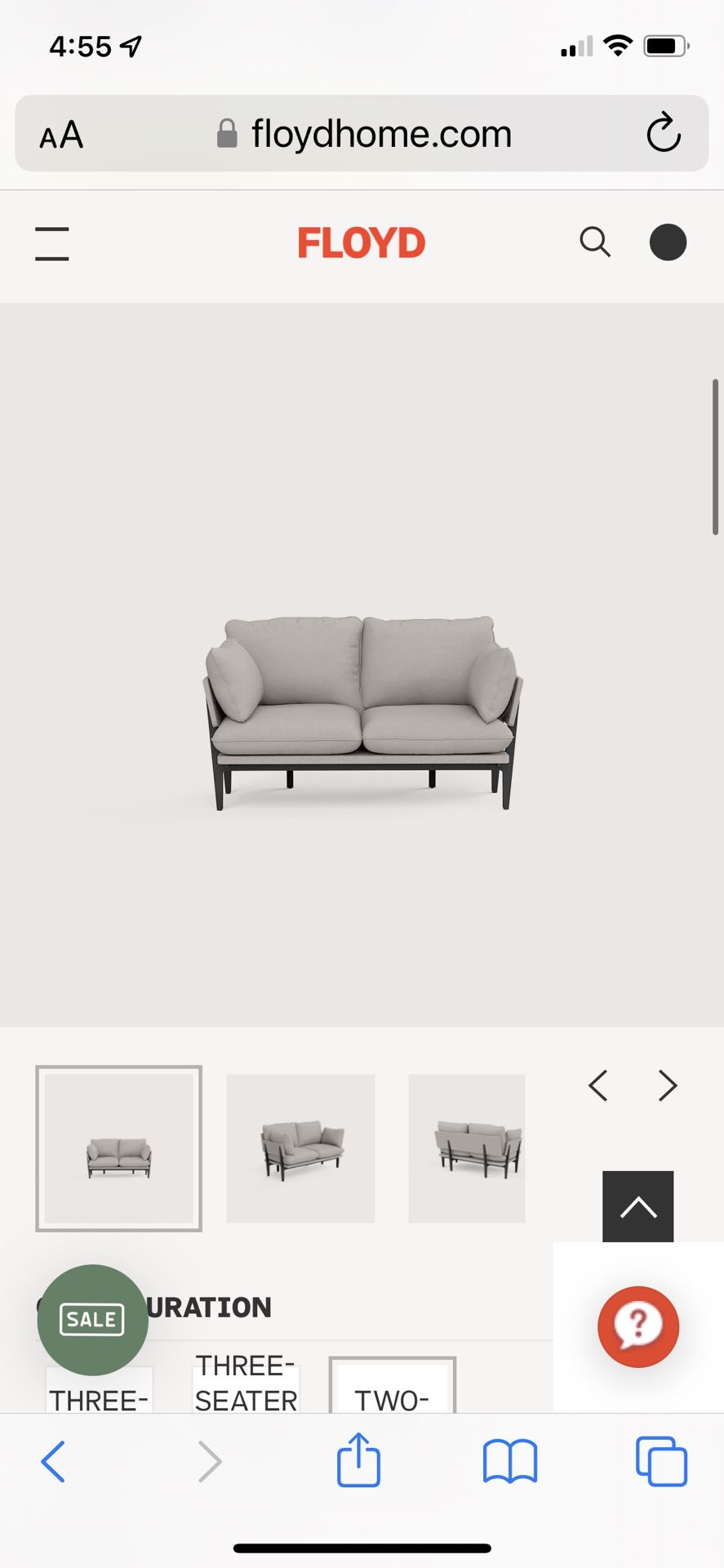 Floyd Sofa 2 seater In Lunar Gray