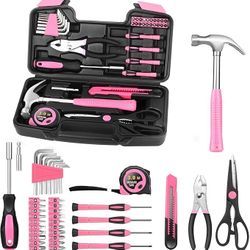 39 Piece All Purpose Basic Household Pink Tool Kit for Women