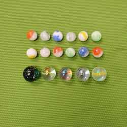 17 Old Collectable Marbles (5 Large & 12 Small)