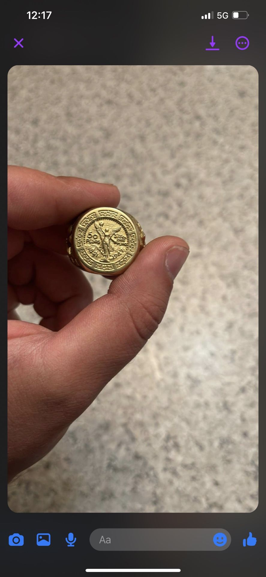 Mexican Peso 18kt Gold Ring