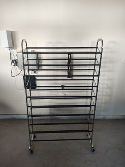 Rolling Metal Shoe Rack with Wheels