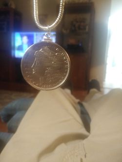 1896o Morgan dollar. Necklace. Sterling silver