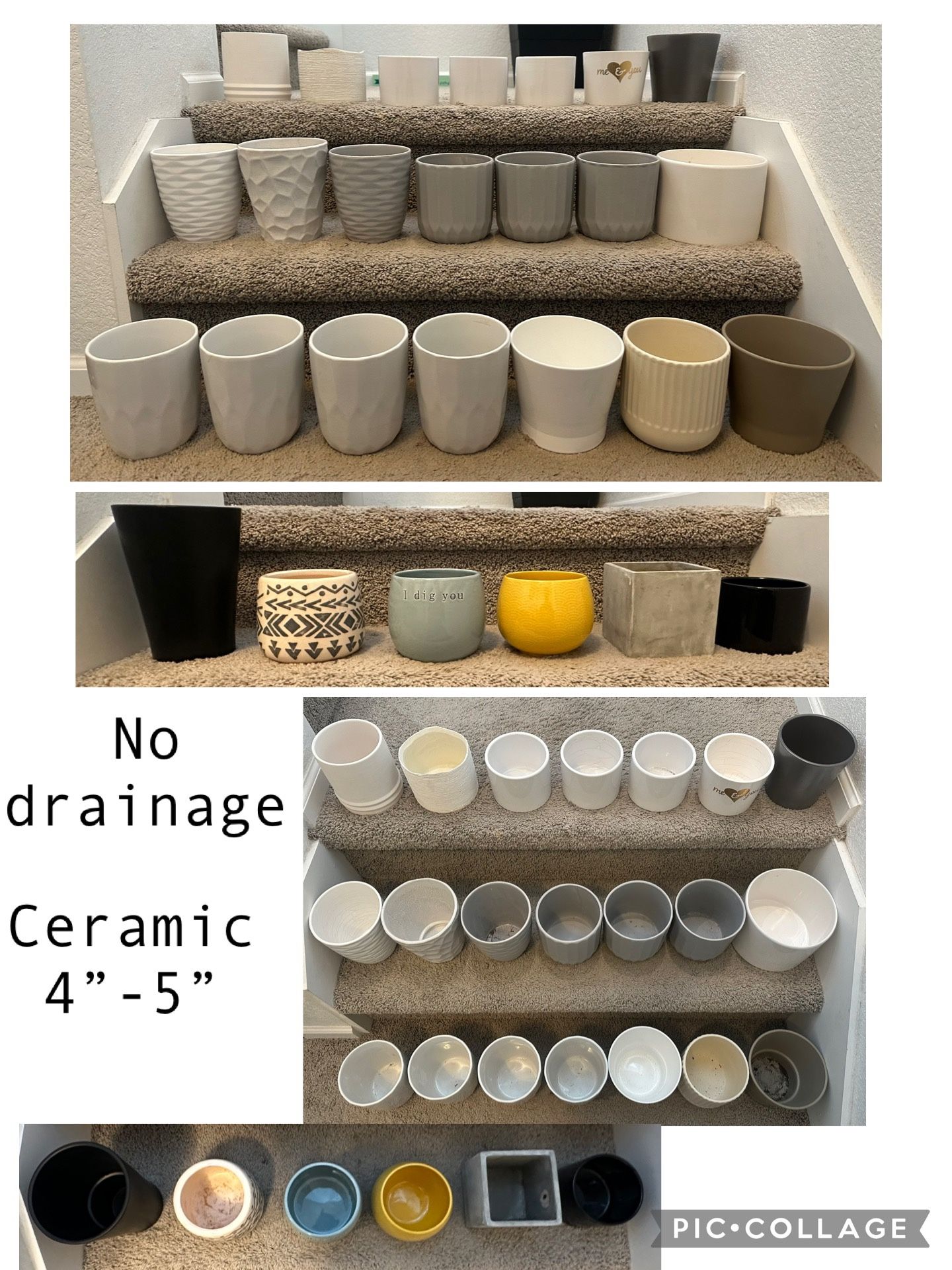 4”-5” Ceramic Plant Pots/planters With No Drainage $3 each