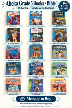 Abeka 5th Grade Books + Bible — 15 Books