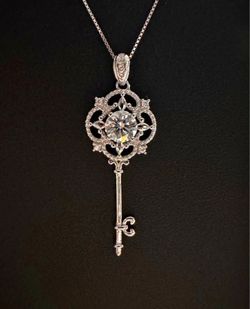 925 sterling silver Moissanite Key pendant