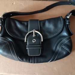 COACH Black Leather Shoulder Purse (G04S-9247)