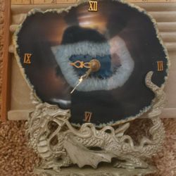 pewter dragon with clock 