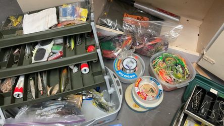 Large Fishing Tackle Collection with Tackle Box