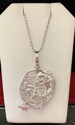 Atocha silver Mahi Mahi Coin Pendant In silver chain