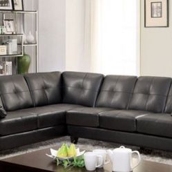 Brand New Black Leatherette Sectional Sofa 