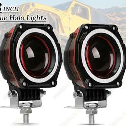 2X 3 Inch RED LED Work Light Bar Spot Pods Driving Fog Halo Off road ATV Truck