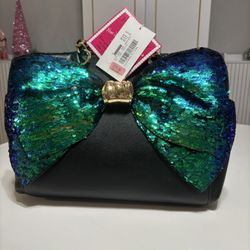 Rare Betsey Johnson Sequin Mermaid Bow Color Changing Purse NWT
