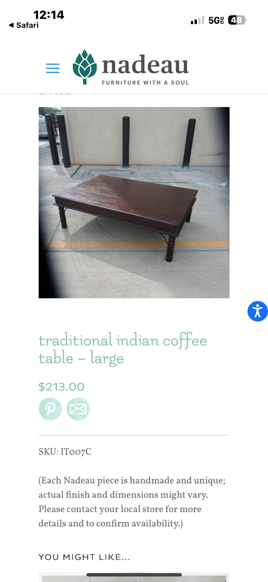 Traditional Indian Coffee Table- Large