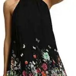 New Black Flower Dress Size L Also Fits M