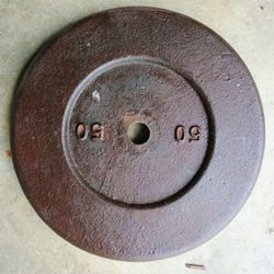 Two 50 Pound Weights (100 Lbs Total) With Bar