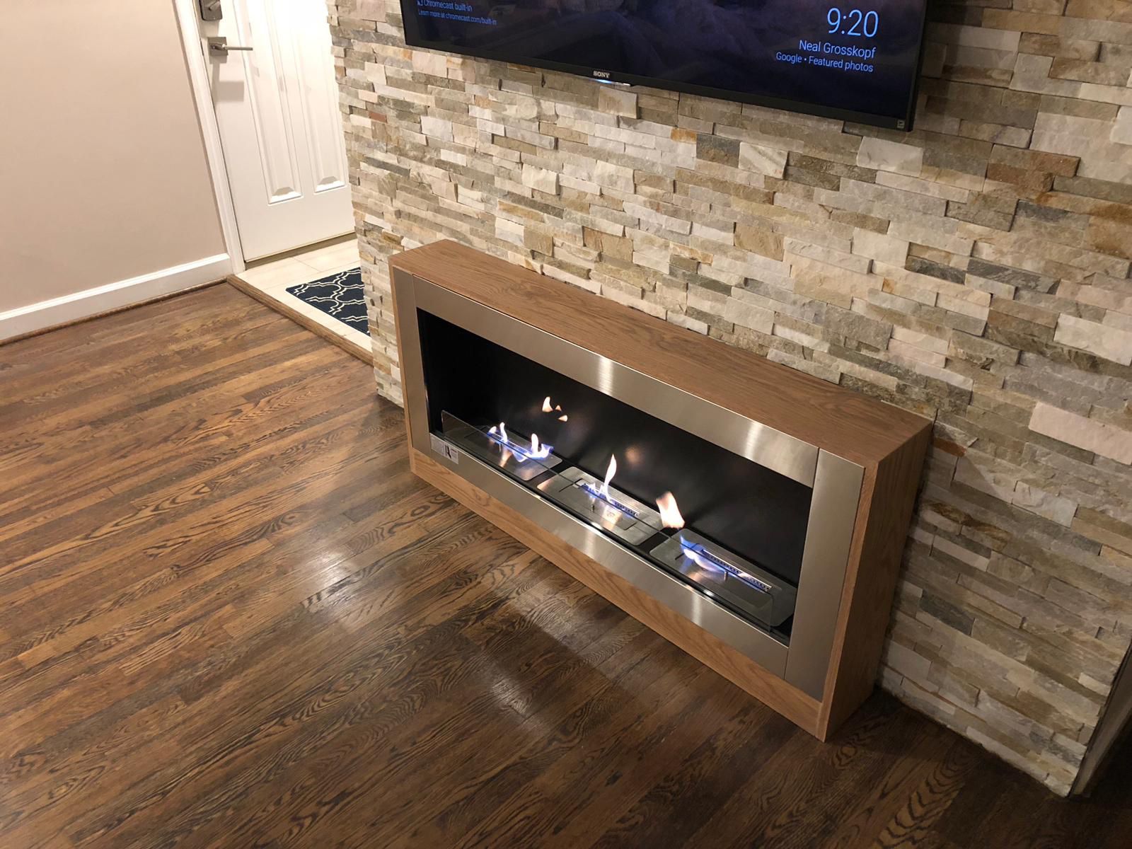 Xbeauty 27" Ventless Built in Recessed Bio Ethanol Fireplace with Safety Glass,Indoor Wall Mounted Fireplace