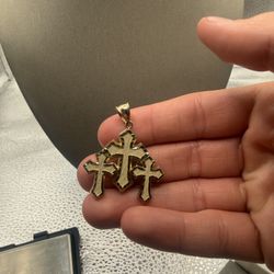 10k Triple Cross Pendant