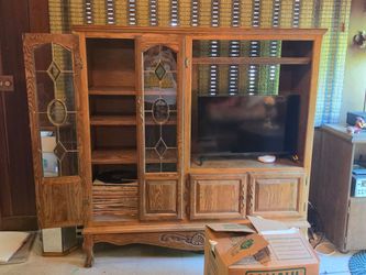Antique entertainment shelf