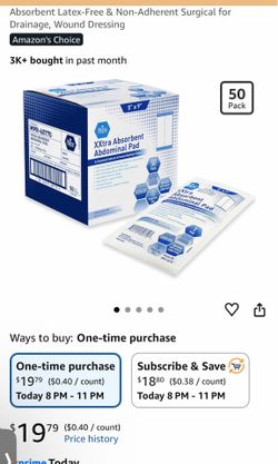 4 packs of 50 xxtra abdominal pads 5x9