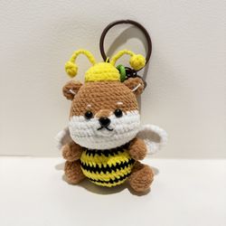 Corgi Bee Crochet Keychain 