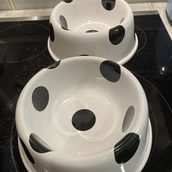 Cute Dog Dishes White/Black Polka Dots Brand New
