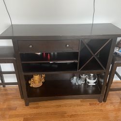 Brown Wine Bar/console with Stools