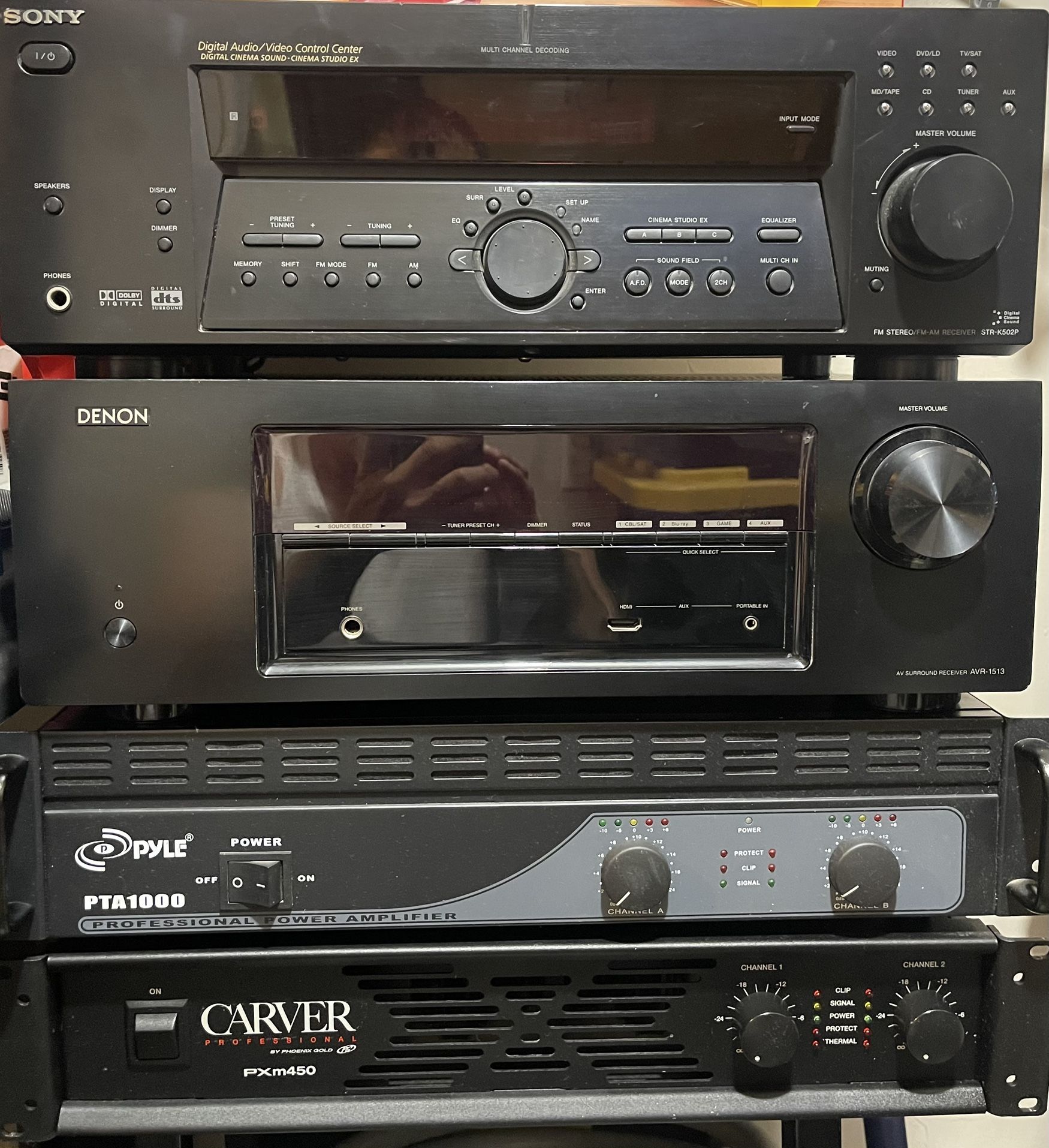 Amplifiers Carver Pyle Denon Sony