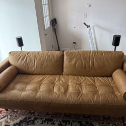 Polly And Bark Napa Leather Sofa - Tan
