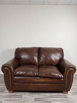 Ashley Furniture Brown Loveseat – Nailhead Trim