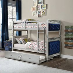 Blue Velvet Varian Twin/ Twin Bunk Bed