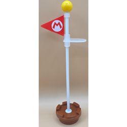 Super Mario Bros Micro Land Playset Flag Pole 9 Inches Brown Red Yellow
