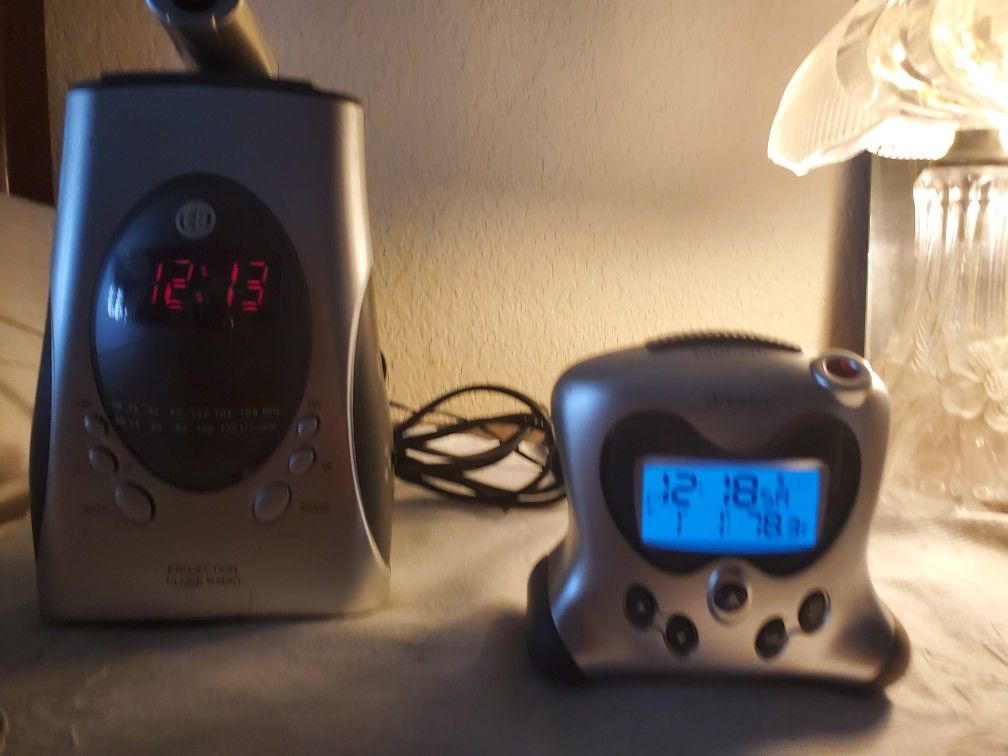 Night Stand Clock With Projection & Radio $10, other Projection No Radio $5 Both For $12