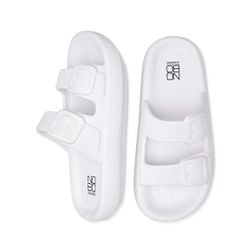 No Boundaries Women's Flat Double Buckle Comfort Slide Sandals