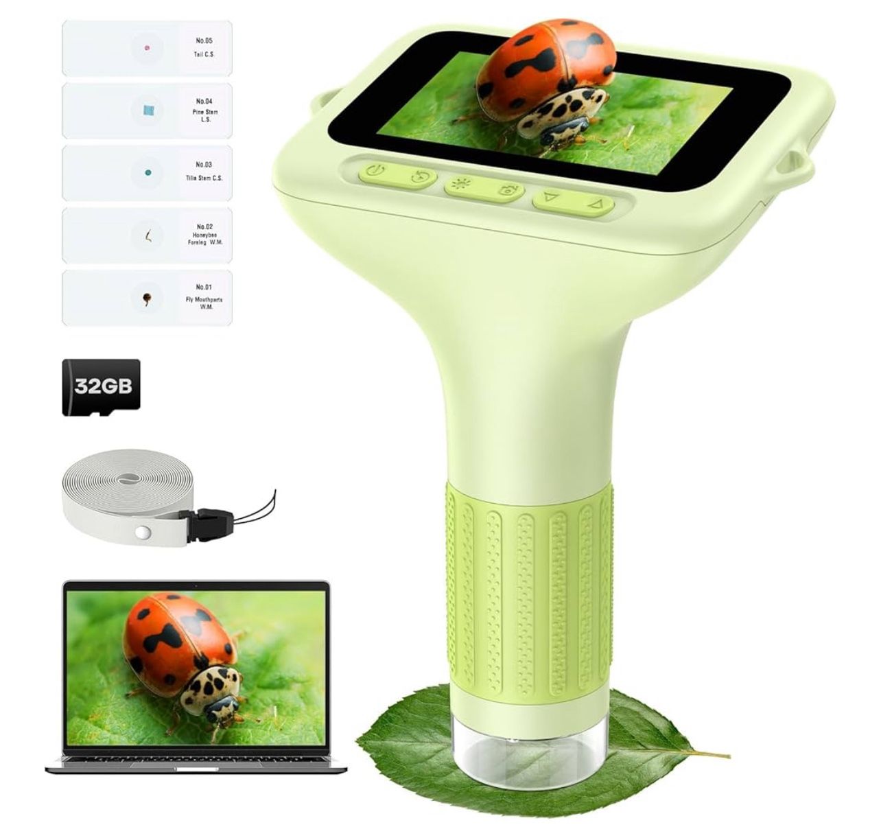Brandnew 3.0" Screen Digital Microscope for Kids: 1000X Rechargeable Mini Pocket Portable Miniscope Magnifying Glass 4K Coin Jewelry Loupe Edu Science