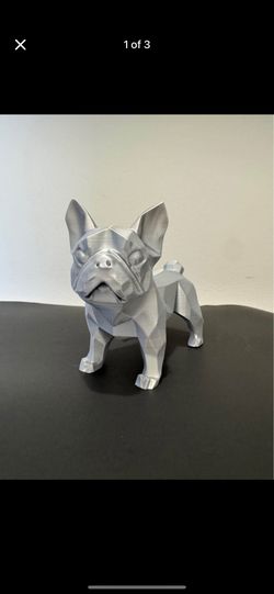 Shiny Silver Articulated Frenchie Decoration 
