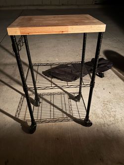 Kitchen Cart with Butcher Block Top