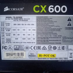 Corsair CX 600 PC power Supply 
