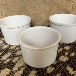 Three Ceramic Bird Cage Bowls