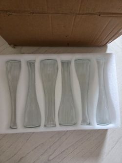 SHOHAYTO Glass Bud Vases Bulk 12 Pcs - Clear Ribbed Vases