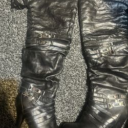 Black Above The Knee Boots & Brown Knee Boots 