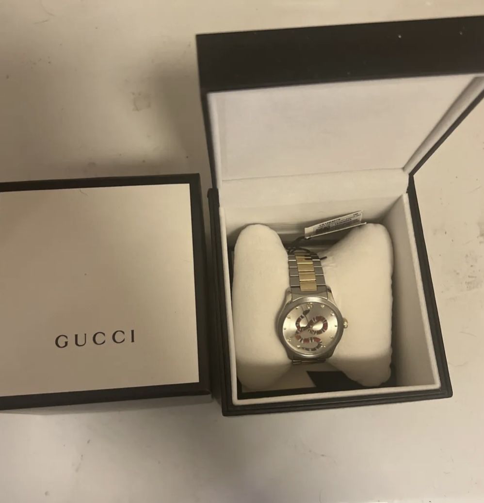 Men's Gucci G-Timeless Snake Motif Two-Tone Watch, 38mm YA126407