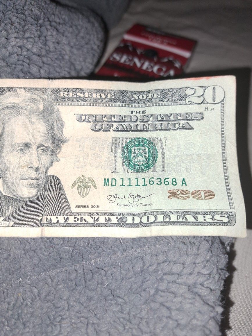 2013 Twenty Dollar Bill With Fancy Serial Number