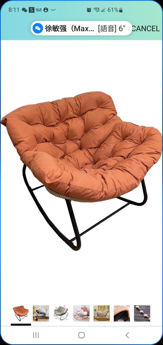Comfy Saucer Chair Velvet Ergonomic Wicker Papasan Chair Folding Moon Chair for Kids Adult Lazy Sofa Chair with Soft Fabric Cushion for Living, Bedroo